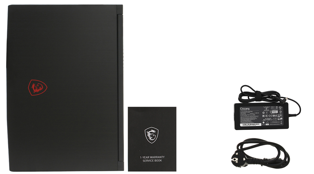 Bộ sản phẩm gồm: Dây nguồn, Sách hướng dẫn, Thùng máy, Sạc Laptop MSI