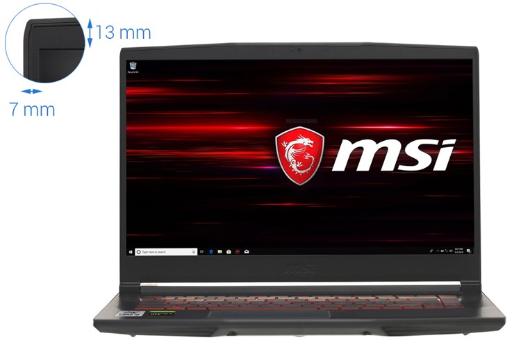 Laptop MSI Gaming GF63 Thin 10SC i5 10500H/8GB/512GB/4GB GTX1650 Max-Q/Win10 (805VN) Màu Đen