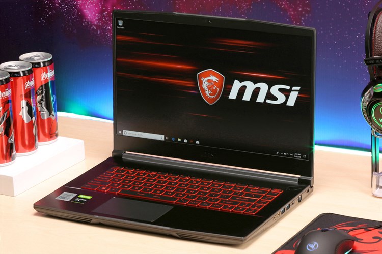 Laptop MSI Gaming GF63 Thin 10SC i7 10750H/8GB/512GB/4GB GTX1650 Max-Q/Win10 (813VN) Màu Đen