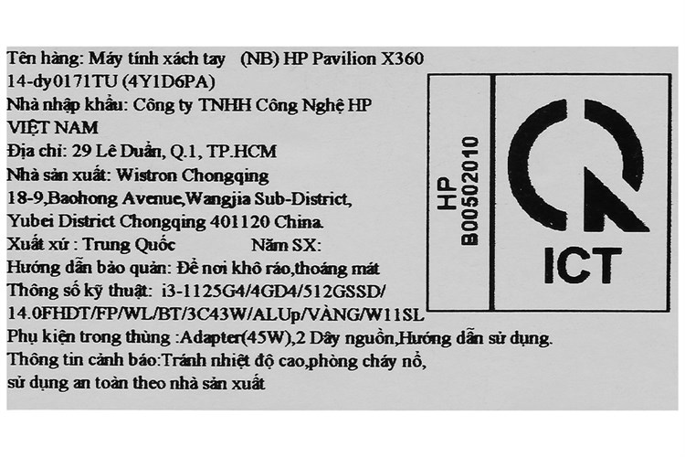 Laptop HP Pavilion X360 14 dy0171TU i3 1125G4/4GB/512GB/Touch/Win11 (4Y1D6PA) Màu Vàng