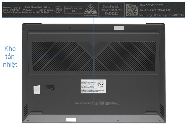 Laptop HP Gaming VICTUS 16 e0170AX R7 5800H/8GB/512GB/4GB RTX3050/144Hz/Win11 (4R0U7PA) Màu Đen