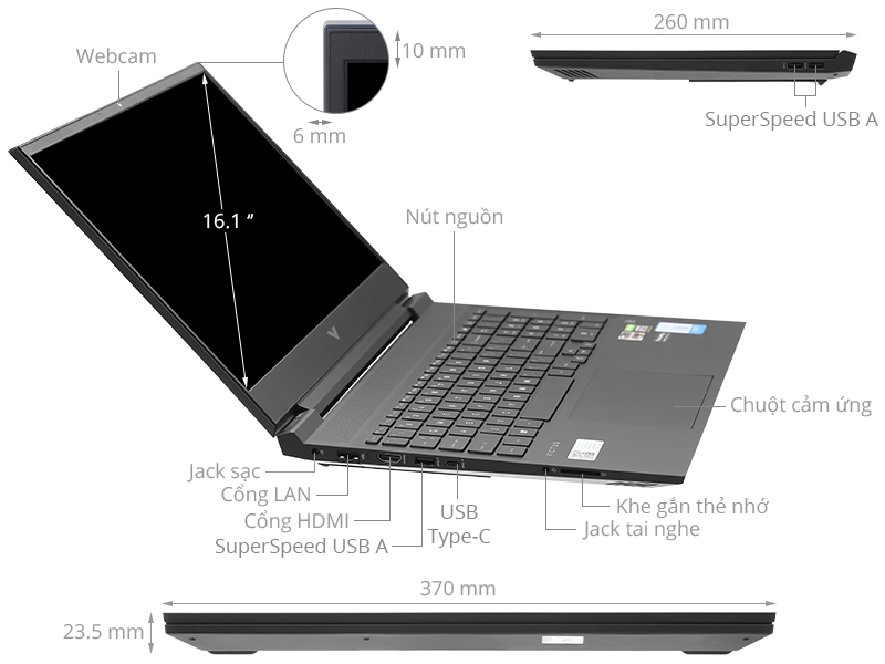 Laptop HP Gaming VICTUS 16 e0175AX R5 5600H/8GB/512GB/4GB RTX3050/144Hz/Win11 (4R0U8PA)