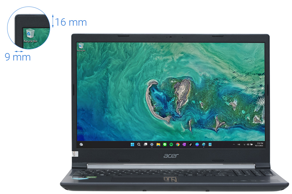 Laptop Acer Aspire 7 Gaming A715 42G R4XX R5 5500U/8GB/256GB/4GB GTX1650/Win11 (NH.QAYSV.008) Màu Đen
