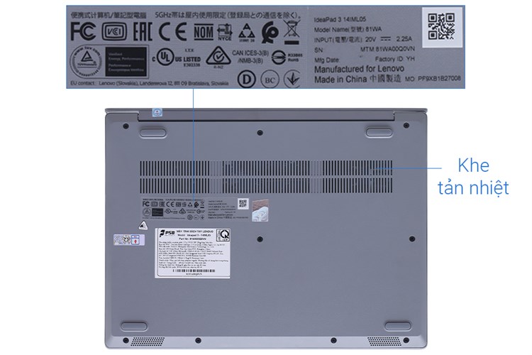 Laptop Lenovo Ideapad 3 14IML05 i3 10110U/4GB/256GB/Win11 (81WA00Q0VN) Màu Xám