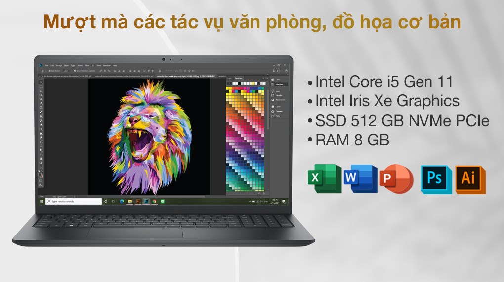 Laptop Dell Vostro 3510 i5 1135G7/8GB/512GB/Office H&S/Win11 (7T2YC2)