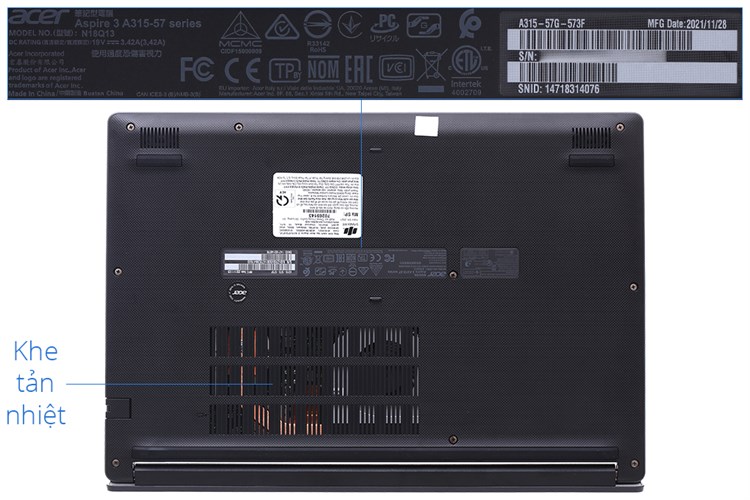 Laptop Acer Aspire 3 A315 57G 573F i5 1035G1/8GB/512GB/2GB MX330/Win11 (NX.HZRSV.00B) Màu Đen