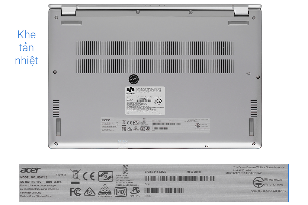 Laptop Acer Swift 3 SF314 511 55QE i5 1135G7/16GB/512GB/Win11 (NX.ABNSV.003) Màu Bạc