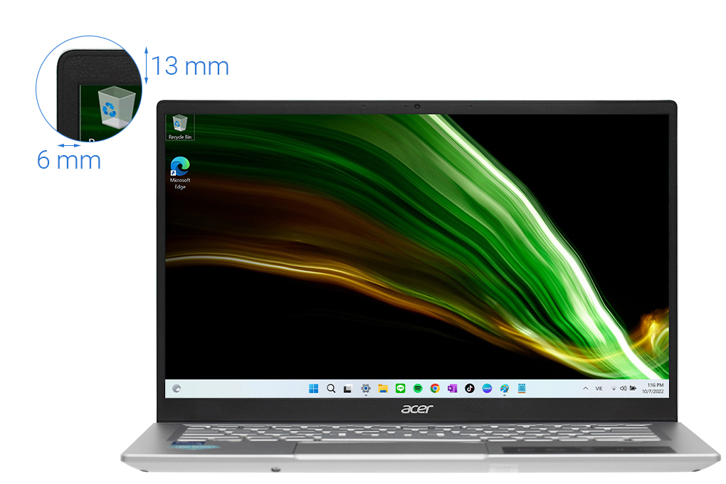 Laptop Acer Swift 3 SF314 511 55QE i5 1135G7/16GB/512GB/Win11 (NX.ABNSV.003) Màu Bạc