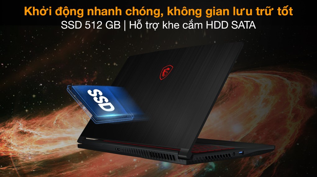 Laptop MSI Gaming GF63 Thin 11UC i5 11400H/8GB/512GB/4GB RTX3050/Balo/Chuột/Win10 (445VN)