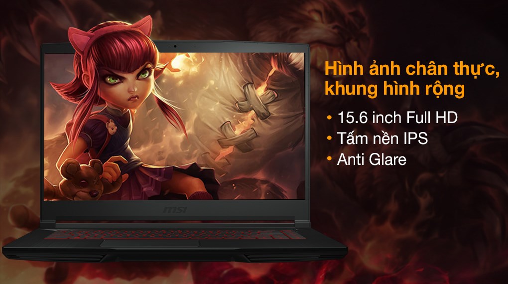 Laptop MSI Gaming GF63 Thin 11UC i5 11400H/8GB/512GB/4GB RTX3050/Balo/Chuột/Win10 (445VN)