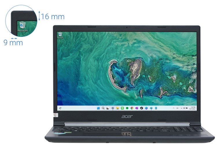 Laptop Acer Aspire 7 Gaming A715 42G R05G R5 5500U/8GB/512GB/4GB GTX1650/144Hz/Win11 (NH.QAYSV.007) Màu Đen