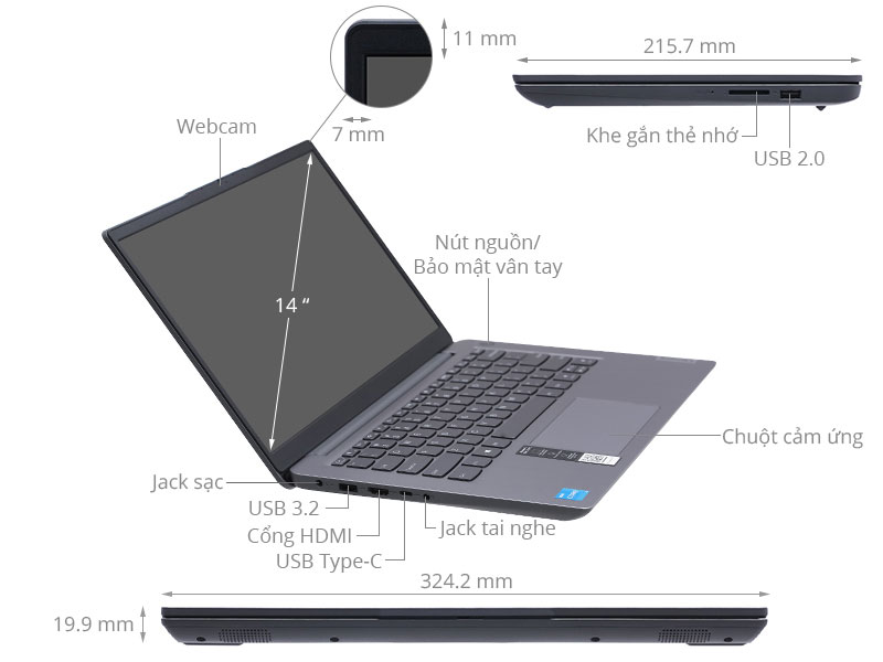 Laptop Lenovo IdeaPad 3 14ITL6 i5 (82H700WAVN) - Chính hãng, trả góp