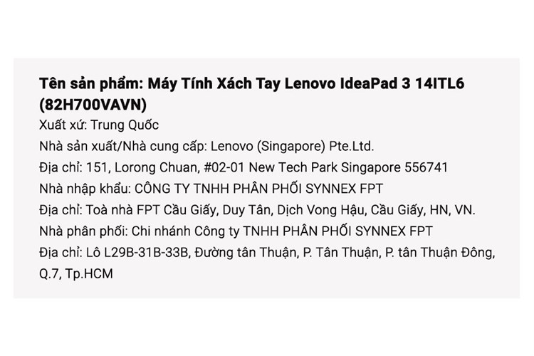 Laptop Lenovo IdeaPad 3 14ITL6 I3 1115G4/8GB/512GB/Win11 (82H700VAVN) Màu Xám