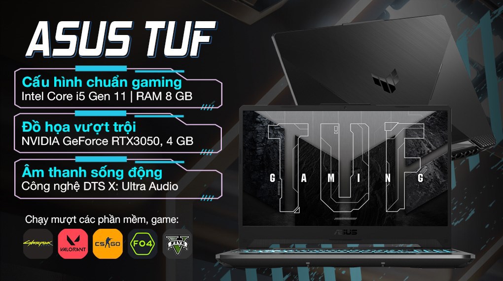 Laptop Asus TUF Gaming FX506HCB i5 11400H/8GB/512GB/4GB RTX3050/144Hz/Win11 (HN144W) - Hình 2
