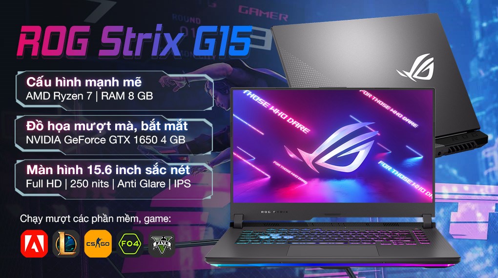 Laptop Asus Gaming ROG Strix G15 G513IH R7 (HN015W) - Chính hãng, trả góp