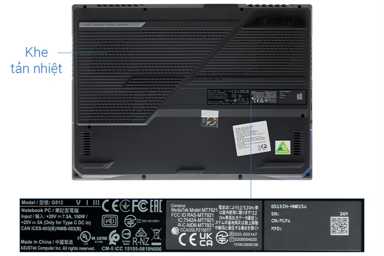 Laptop Asus Gaming ROG Strix G15 G513IH R7 4800H/8GB/512GB/4GB GTX1650/144Hz/Win11 (HN015W) Màu Xám