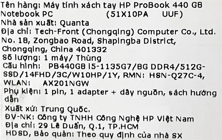 Laptop HP ProBook 440 G8 i5 1135G7/8GB/512GB/Win10 (51X10PA) Màu Bạc