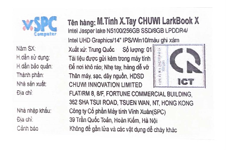 Laptop CHUWI LarkBook X N5100/8GB/256GB/Win10 Màu Xám