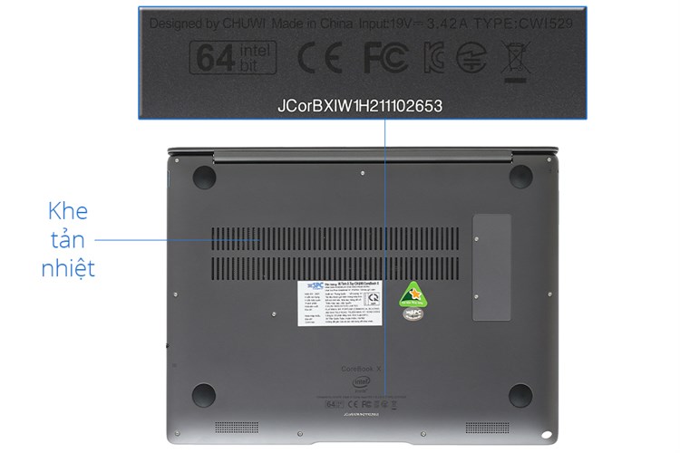 Laptop CHUWI CoreBook X i5 8259U/16GB/512GB/Win10 Màu Xám