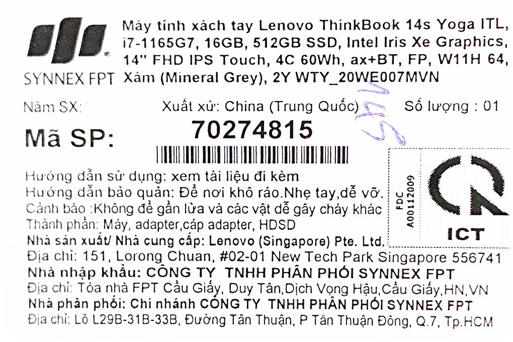 Laptop Lenovo ThinkBook 14s Yoga ITL i7 1165G7/16GB/512GB/Touch/Pen/Win11 (20WE007MVN) Màu Xám