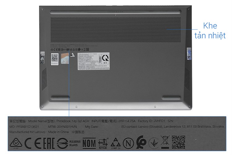 Laptop Lenovo ThinkBook 14p G2 ACH R5 5600H/16GB/512GB/Win11 (20YN001HVN) Màu Xám