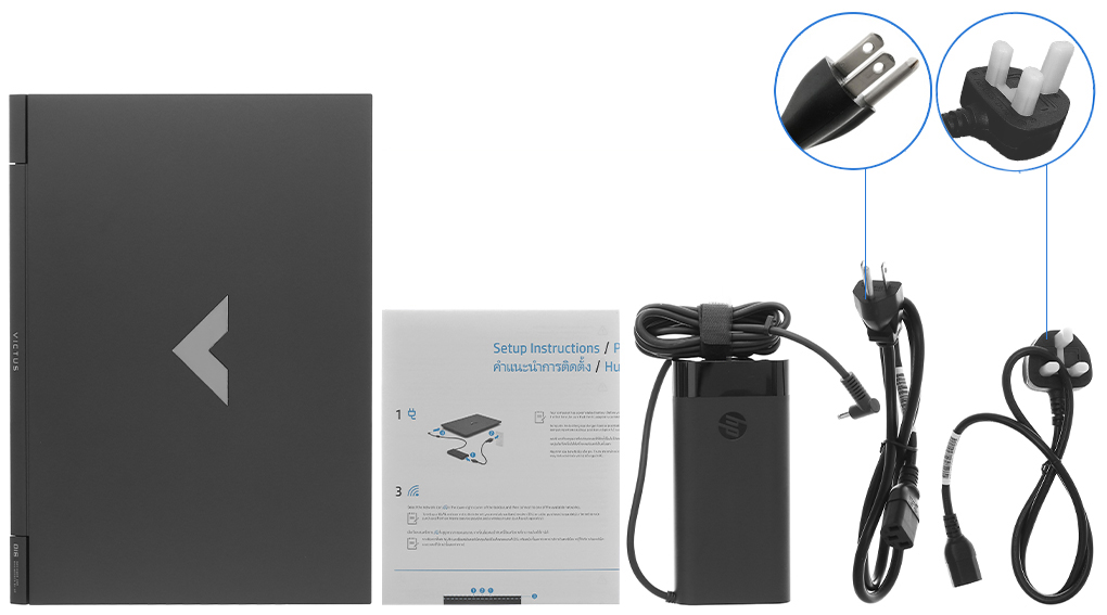 Bộ sản phẩm gồm: Dây nguồn ( 2 dây ) , Sách hướng dẫn, Thùng máy, Sạc Laptop HP