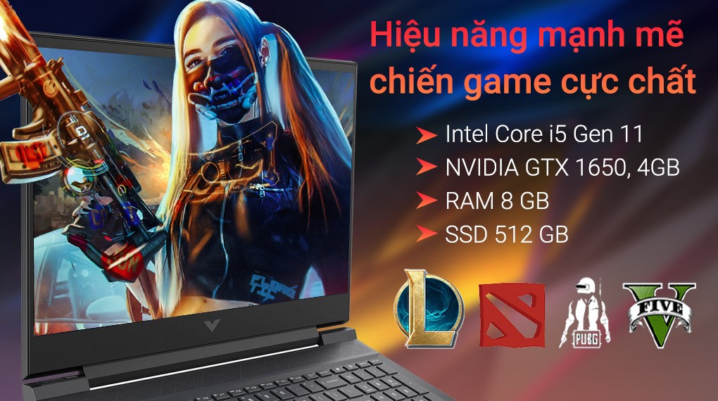 Laptop HP Gaming VICTUS 16 d0298TX i5 11400H/8GB/512GB/4GB GTX1650/144Hz/Win11 (64V74PA)