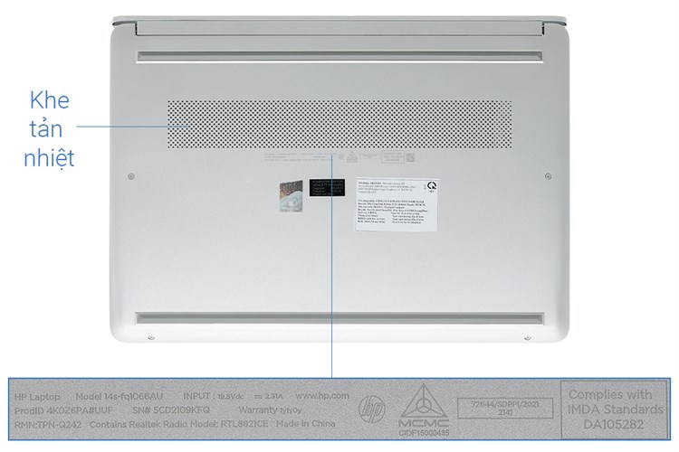 Laptop HP 14s fq1066AU R5 5500U/8GB/256GB/Win11 (4K0Z6PA) Màu Bạc