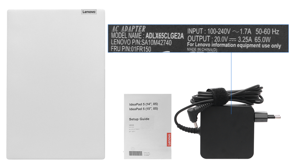 Bộ sản phẩm gồm: Sách hướng dẫn, Thùng máy, Sạc Laptop Lenovo