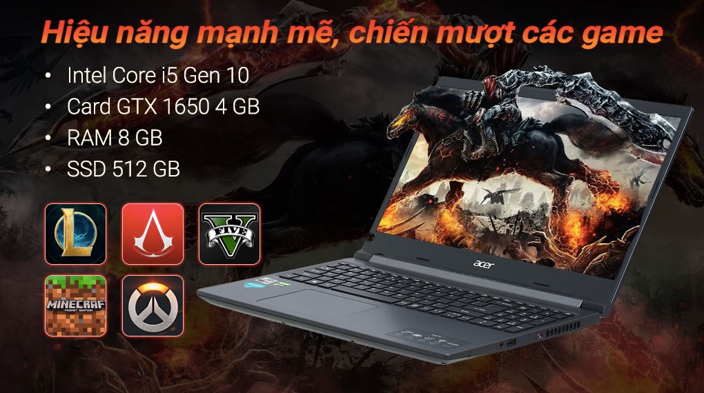 Acer Aspire 7 Gaming A715 75G 58U4 i5 10300H (NH.Q97SV.004) - Hiệu năng mạnh mẽ
