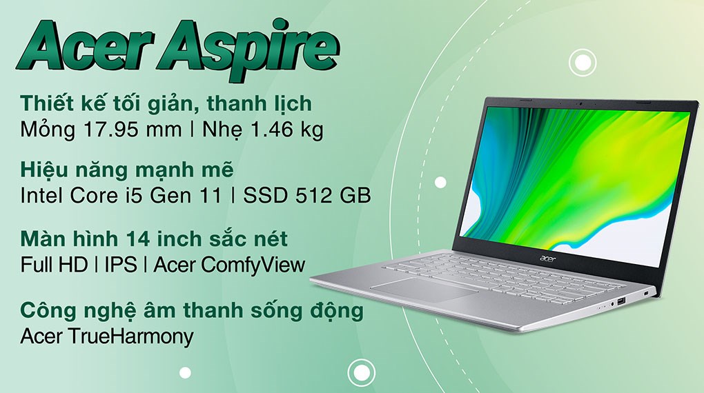 Laptop Acer Aspire 5 A514 54 5127 i5 1135G7/8GB/512GB/Win11 (NX.A28SV.007)