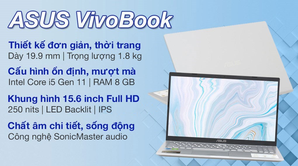 Laptop Asus VivoBook X515EP i5 1135G7/8GB/512GB/2GB MX330/Win11 (BQ400W)