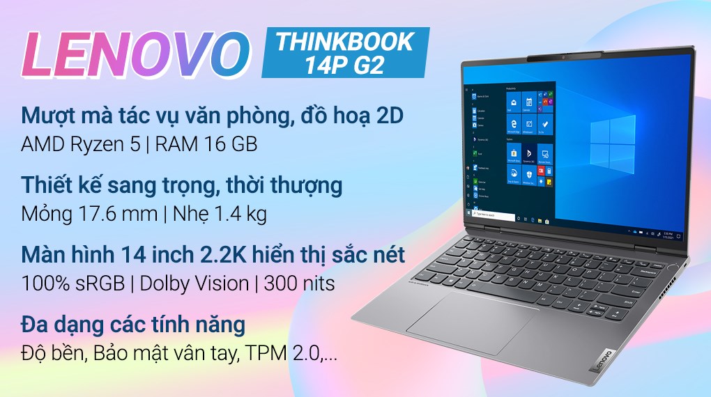 Laptop Lenovo ThinkBook 14p G2 ACH R5 5600H/16GB/512GB/Win11 (20YN001FVN)