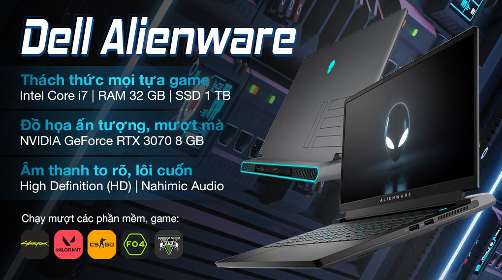 Laptop Dell Gaming Alienware m15 R6 i7 11800H/32GB/1TB SSD/8GB RTX3070/240Hz/OfficeHS/Win11 (70272633)