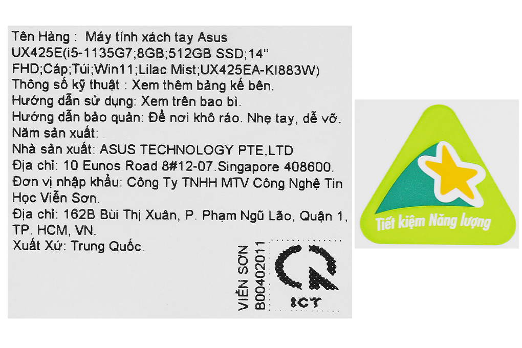 Siêu thị laptop Asus ZenBook UX425EA i5 1135G7/8GB/512GB/Cáp/Túi/Win11 (KI883W)