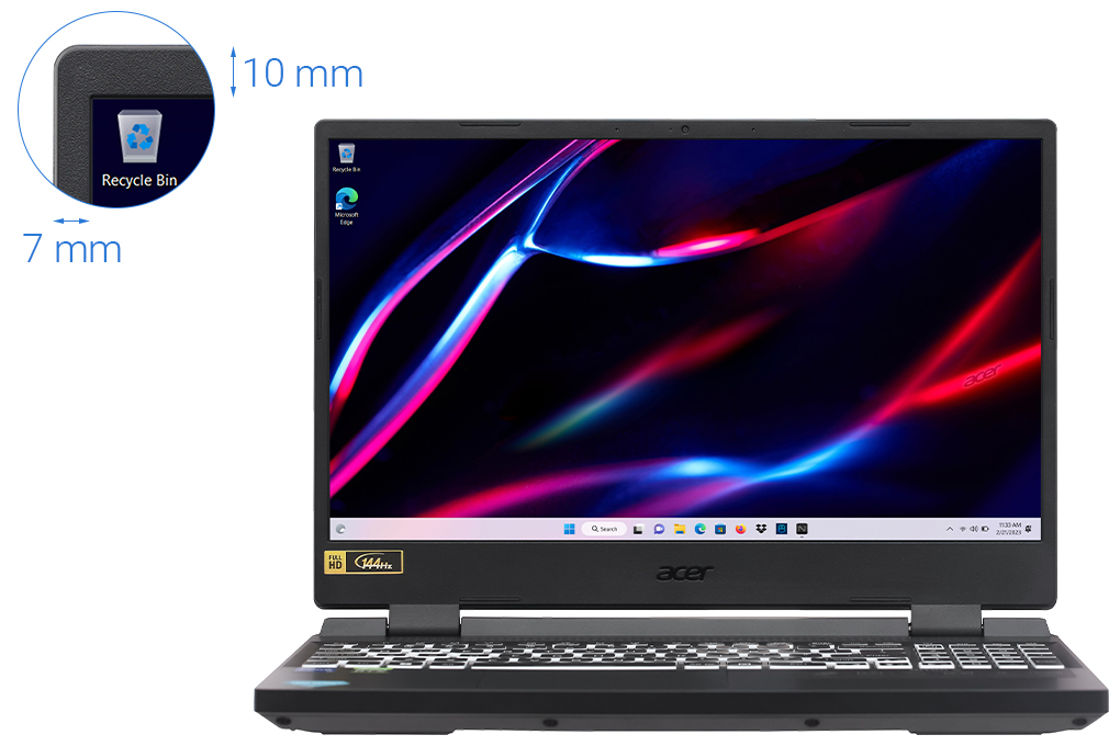 Laptop Acer Gaming Nitro 5 Tiger AN515 58 52SP - NH.QFHSV.001 (i5 12500H, 8GB, 512GB, RTX 3050 4GB, Full HD 144Hz, Win11) Màu Đen