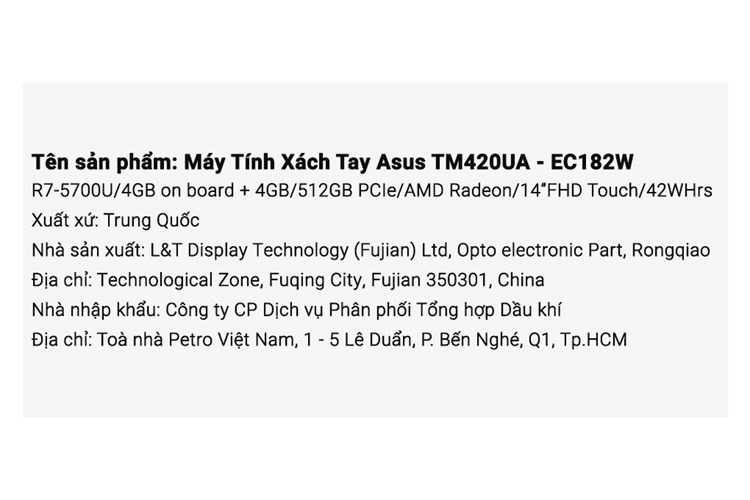 Laptop Asus VivoBook Flip 14 R7 TM420UA 5700U/8GB/512GB/Touch/Pen/Win11 (EC182W) Màu Đen