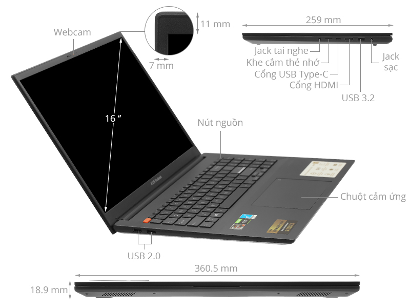 Asus VivoBook Pro 16X OLED M7600QC R5 5600H/16GB/512GB/4GB RTX3050/Win11 (L2077W)