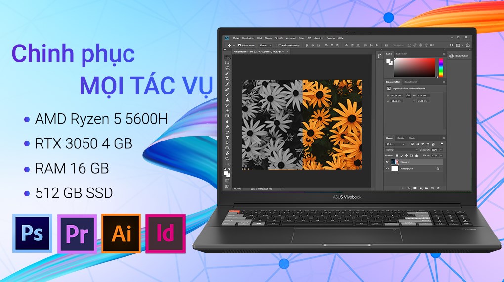 Laptop Asus VivoBook Pro 16X OLED M7600QC R5 5600H/16GB/512GB/4GB RTX3050/Win11 (L2077W)