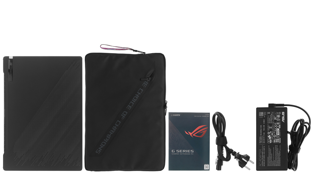 Bộ sản phẩm gồm: Sách hướng dẫn, Dây nguồn, Bao da ( Túi chống sốc trong thùng máy ), Sạc Laptop Asus, Thùng máy