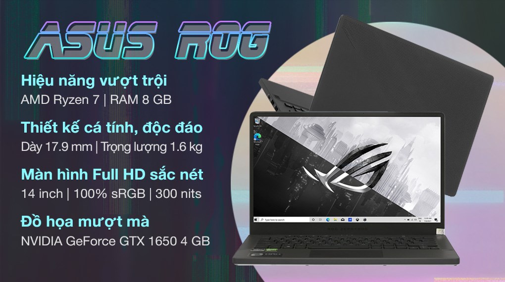 Laptop Asus Rog Zephyrus Gaming G14 GA401QH R7 5800HS/8GB/512GB/4GB GTX1650/120Hz/Túi/Win11 (K2091W) - Hình 2