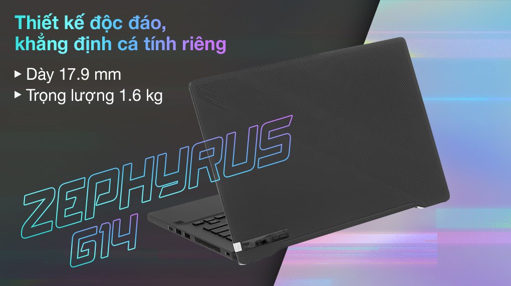 Laptop Asus Rog Zephyrus Gaming G14 GA401QH R7 5800HS/8GB/512GB/4GB GTX1650/120Hz/Túi/Win11 (K2091W)