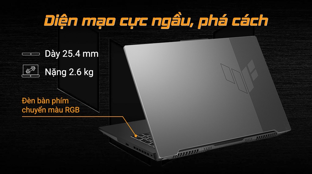 Laptop Asus TUF Gaming FA707RC R7 6800H/8GB/512GB/4GB RTX3050/144Hz/Win11 (HX130W)