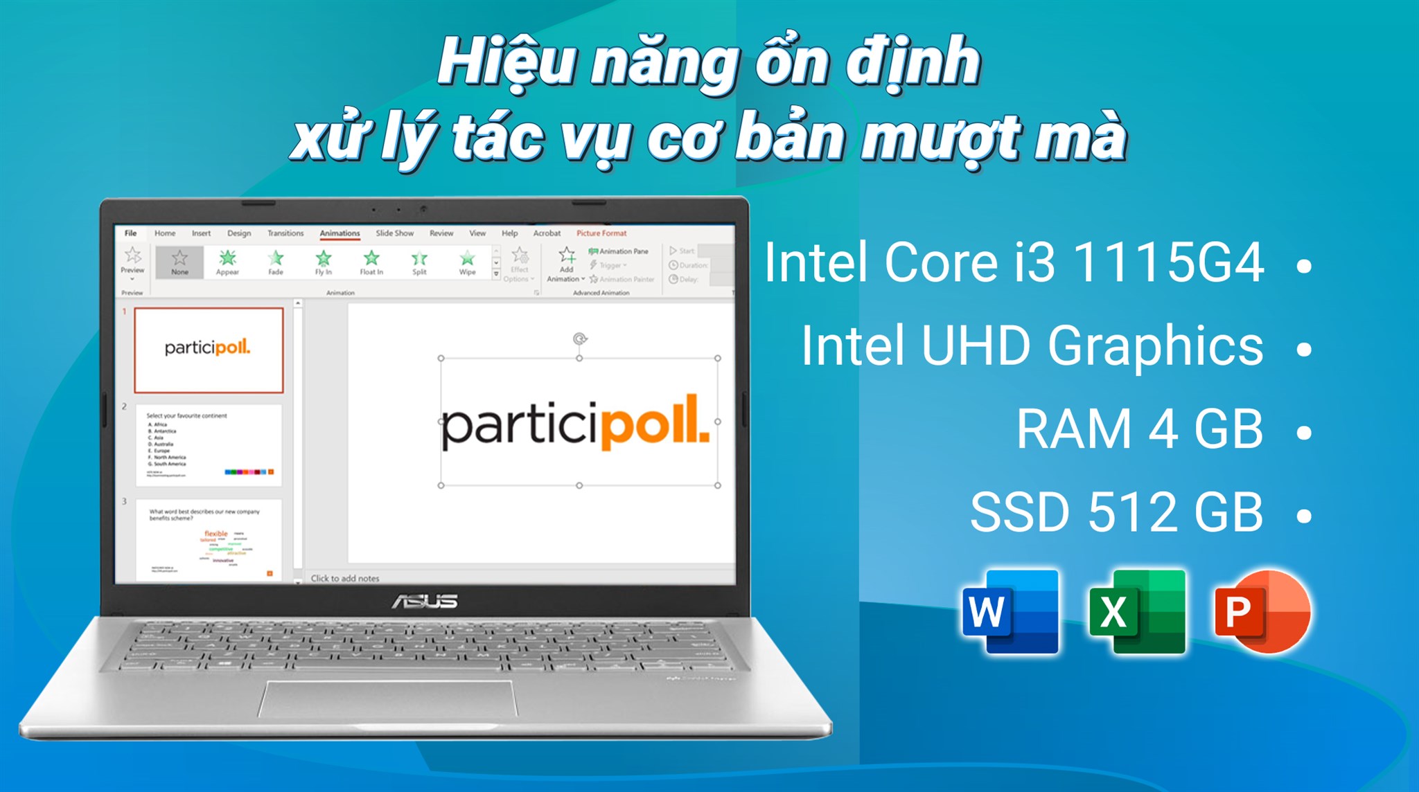 Laptop Asus VivoBook X415EA i3 1115G4/4GB/512GB/Win11 (EK1386W)