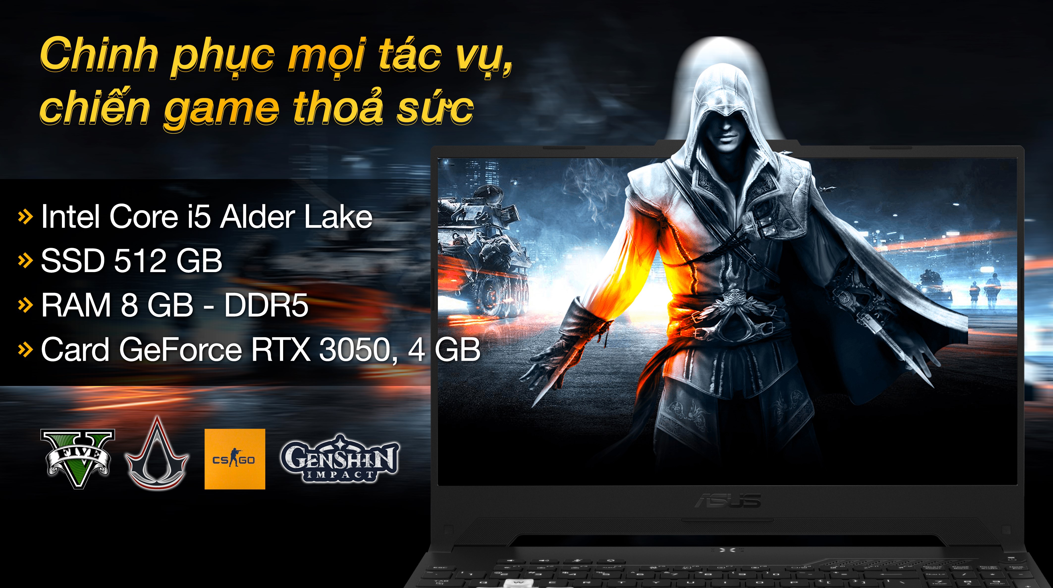 Laptop Asus TUF Gaming FX517ZC i5 12450H/8GB/512GB/4GB RTX3050/144Hz/Win11 (HN077W)
