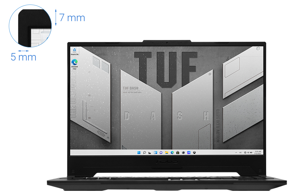 Laptop Asus Gaming TUF Dash F15 FX517ZC i5 12450H/8GB/512GB/4GB RTX3050/144Hz/Win11 (HN077W) Màu Đen