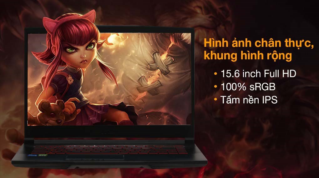 Laptop MSI Gaming GF63 Thin 11UD i5 11400H/8GB/512GB/4GB RTX3050Ti Max-Q/Balo/Chuột/Win11 (649VN)