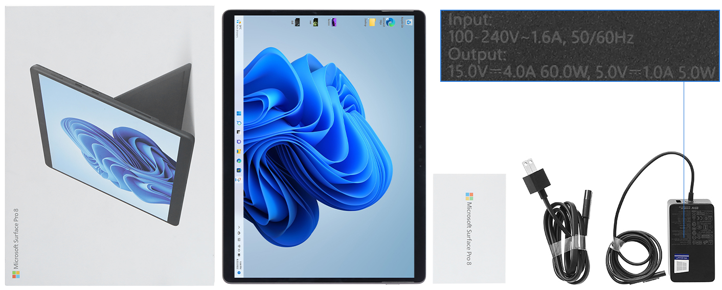 Bộ sản phẩm gồm: Sách hướng dẫn, Thùng máy, Adapter sạc Microsoft Surface