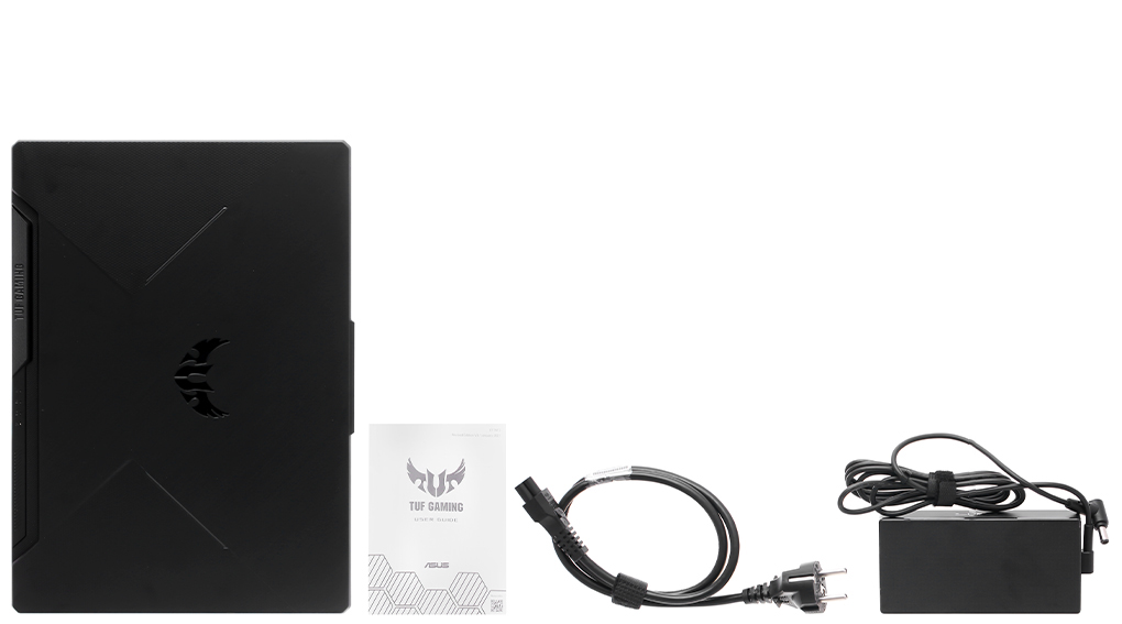 Bộ sản phẩm gồm: Dây nguồn, Sách hướng dẫn, Sạc Laptop Asus, Thùng máy