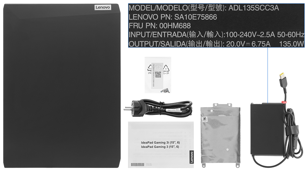 Bộ sản phẩm gồm: Sách hướng dẫn, Thùng máy, Sạc Laptop Lenovo, Cáp ( Kit nâng cấp HDD/SSD )